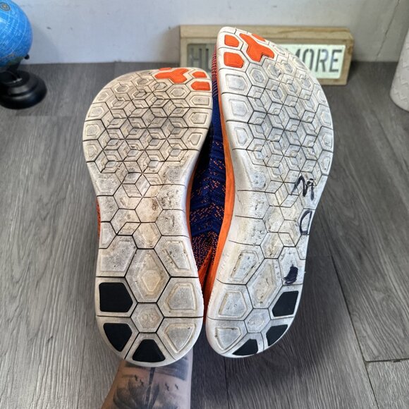 Nike Free 4.0 Flyknit Shoes Orange Blue Rare  Mens Size 13 main image 6
